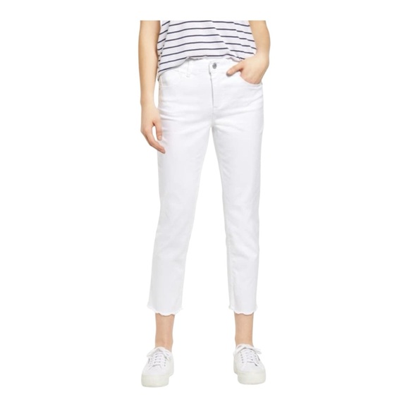 WIT & WISDOM Ab-solution Frayed Hem Crop
Slim Jeans In Optic White Size 10 - Picture 1 of 10